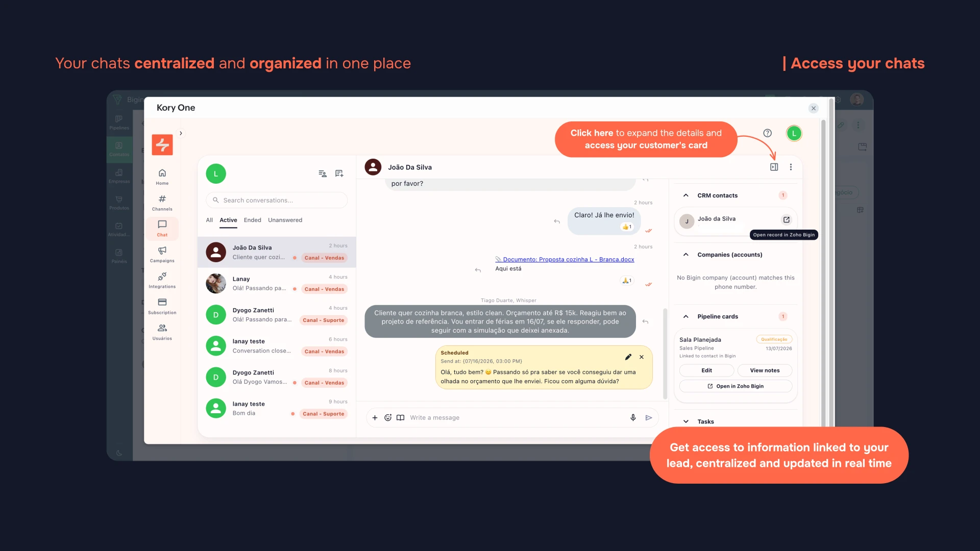 chat with the contact panel expanded
