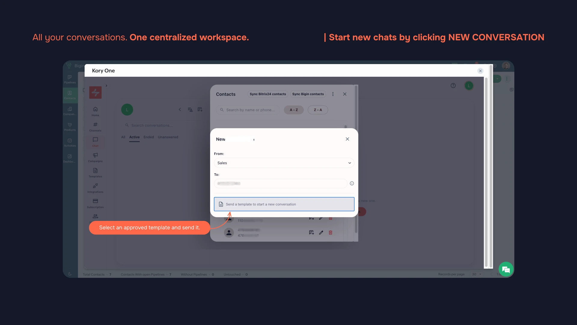new conversation with an approved template